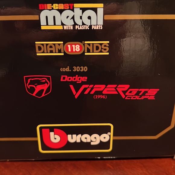 Vintage Burago Die Cast Metal 1996 Dodge Viper GTS Coupe - Picture 10 of 10